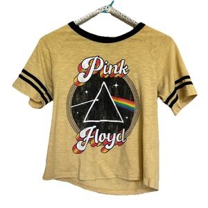 Women's Pink Floyd Dark Side of the Moon Ringer Crop T-Shirt XS, Xtra Small